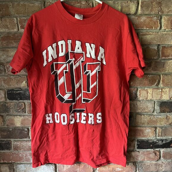 Indiana University IU Vintage Mens T Shirt Delta Pro Weights XL Red Bling - Picture 1 of 16
